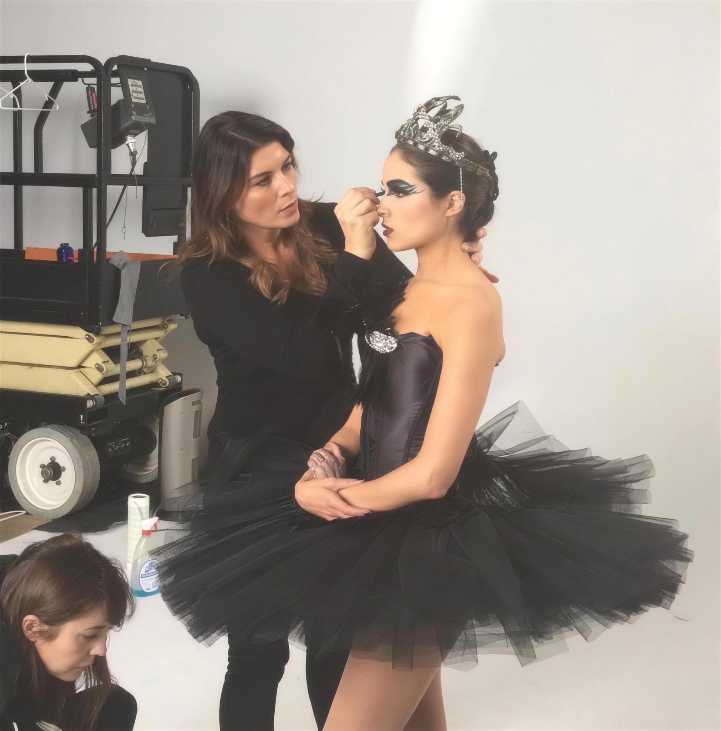 Philippa Shenandoah styling a model on an editorial film set